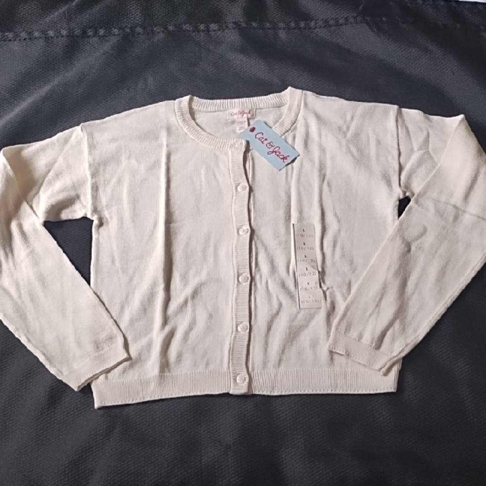 NWT Cat&Jack Cozy Cream Cardigan Sweater SzLarge - Picture 1 of 5